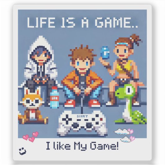 Das Leben ist ein Spiel. #Part2 (8bit) (Gamer gift Aufkleber (Vorderseite)