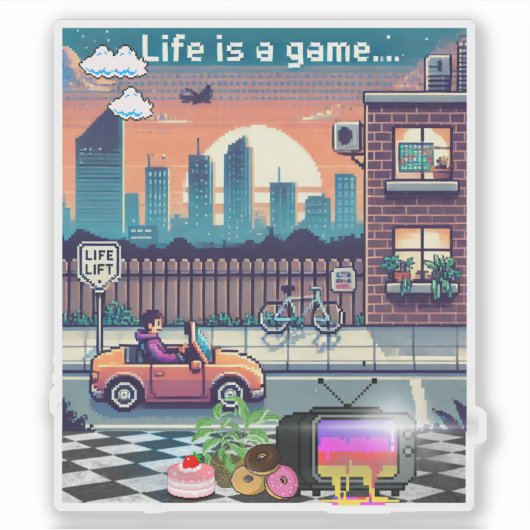 Das Leben ist ein Spiel. #Part2 (8bit) (Gamer gift Aufkleber (Vorderseite)