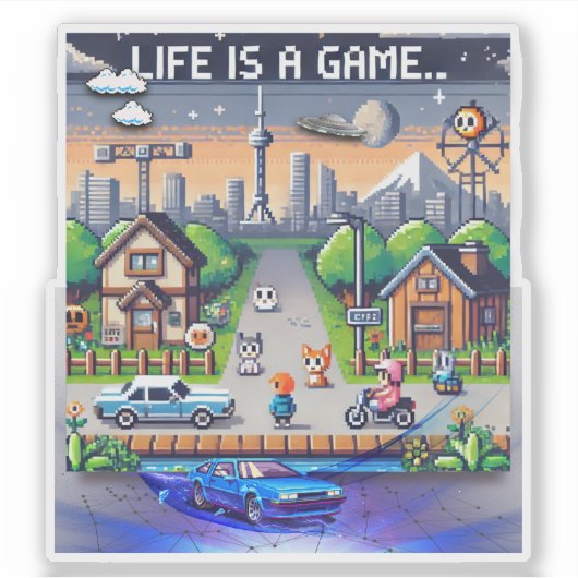 Das Leben ist ein Spiel. #Part2 (8bit) (Gamer gift Aufkleber (Vorderseite)