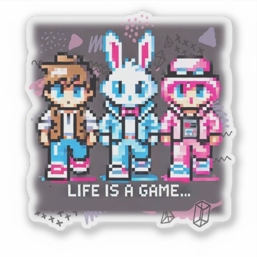 Das Leben ist ein Spiel. #Part2 (8bit) (Gamer gift Aufkleber (Vorderseite)