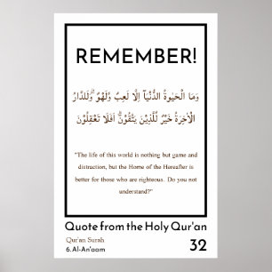 Das Leben ist ein Spiel und Ablenkung islamischen Poster
