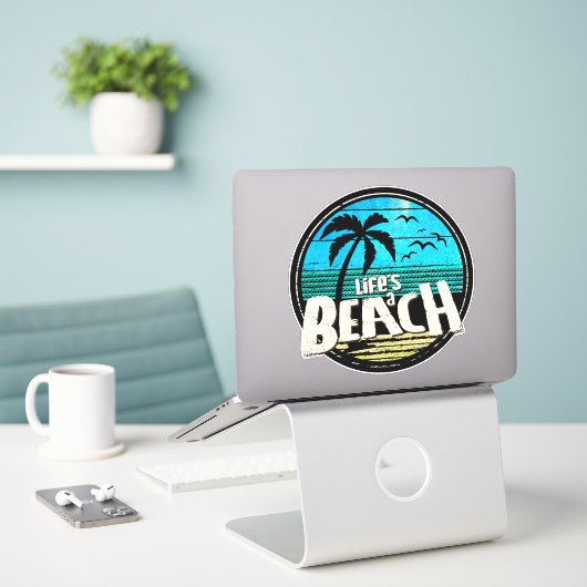 Das Leben ist ein Strand Aufkleber (Laptop auf Schreibtisch)