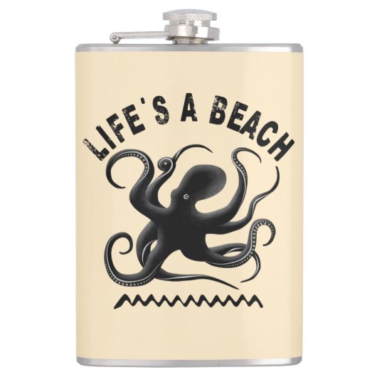 Das Leben ist ein Strand - Funny Summer Quote Flachmann (Vorderseite)