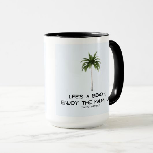 Das Leben ist ein Strand, geniessen Sie die Palm L Tasse (VorderseiteRechts)