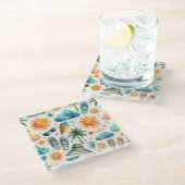 Das Leben ist ein Strand Glasuntersetzer (Schrägansicht)