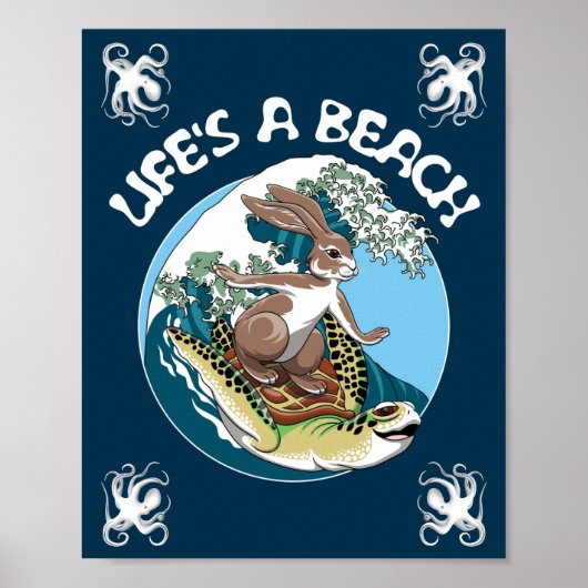 Das Leben ist ein Strand - Kaninchen und Schildkrö Poster (Vorne)