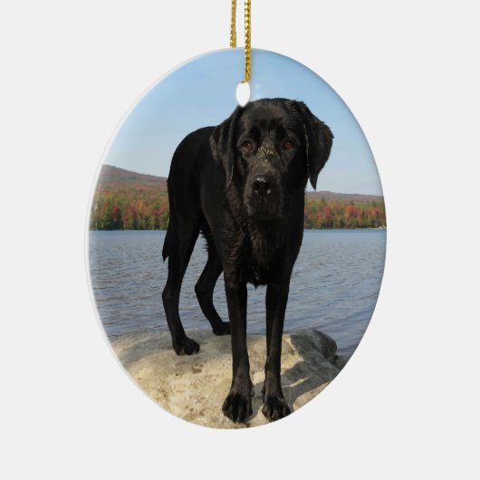Das Leben ist ein Strand - Labrador Retriever - Bl Keramik Ornament (Rechts)
