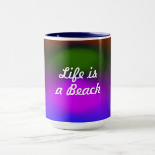 Das Leben ist ein Strand Neon Blau, Lila, Grün und Tasse