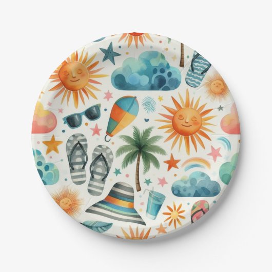 Das Leben ist ein Strand Pappteller (Vorderseite)