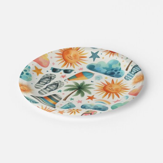 Das Leben ist ein Strand Pappteller (Schrägansicht)