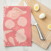 Das Leben ist ein Strand rosa Muscheln in Rosa Geschirrtuch (Viertel Falte)