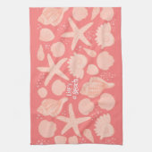 Das Leben ist ein Strand rosa Muscheln in Rosa Geschirrtuch (Vertikal)