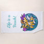Das Leben ist ein Strand, tropische Sommer-Blume W Strandtuch (Vorderseite)