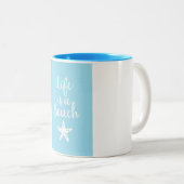 Das Leben ist ein Strand Zweifarbige Tasse (VorderseiteRechts)