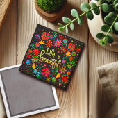 Das Leben ist ein wunderschöner Schwarzer Flora-In Magnet