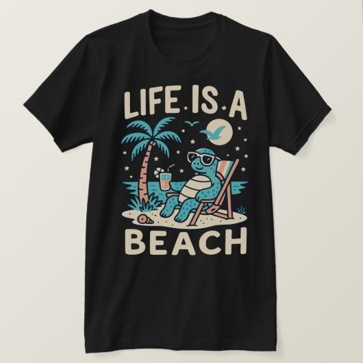 Das Leben ist eine Beach Chill Turtle - Funny Summ T-Shirt (Design vorne)