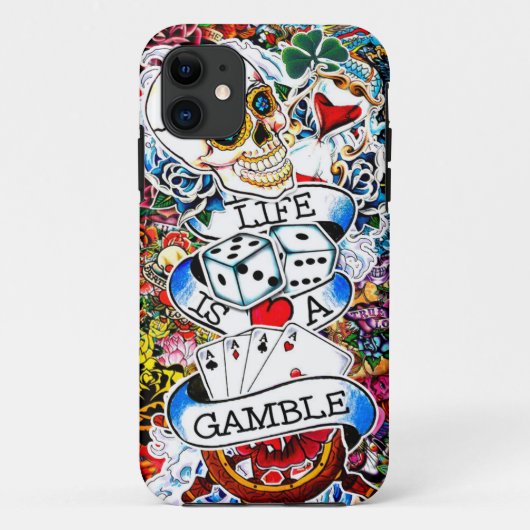 DAS LEBEN IST EINE GLÜCKSSPIEL-TÄTOWIERUNGS-KUNST Case-Mate iPhone HÜLLE (Rückseite)