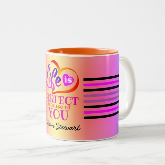 Das Leben ist eine perfekte romantische Botschaft Zweifarbige Tasse (VorderseiteRechts)