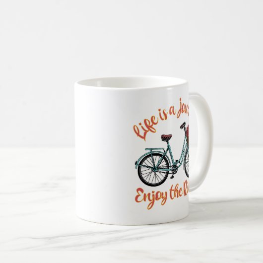 Das Leben ist eine Reise Genießen Sie das Fahrrad Kaffeetasse (VorderseiteRechts)