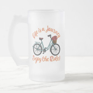Das Leben ist eine Reise Genießen Sie das Fahrrad Mattglas Bierglas