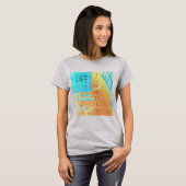 "Das Leben ist eine Reise" Gold Aqua Gelbes Design T-Shirt (Vorne ganz)