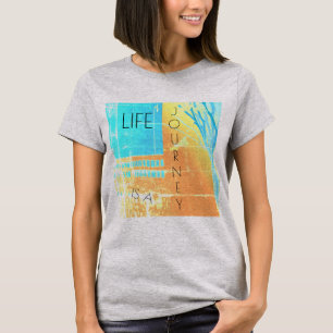 "Das Leben ist eine Reise" Gold Aqua Gelbes Design T-Shirt