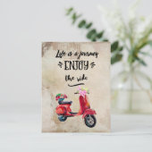 Das Leben ist eine Reise Inspiration mit Scooter Postkarte (Stehend Vorderseite)