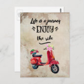 Das Leben ist eine Reise Inspiration mit Scooter Postkarte (Vorne/Hinten)