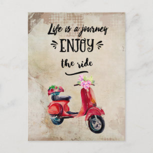 Das Leben ist eine Reise Inspirierend mit Roller Postkarte