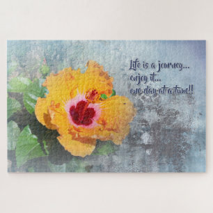 das Leben ist eine Reise mit Hibiskusposter Puzzle
