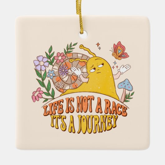 Das Leben ist eine Reise - Niedliche Schnecke, Pil Keramikornament (Vorderseite)