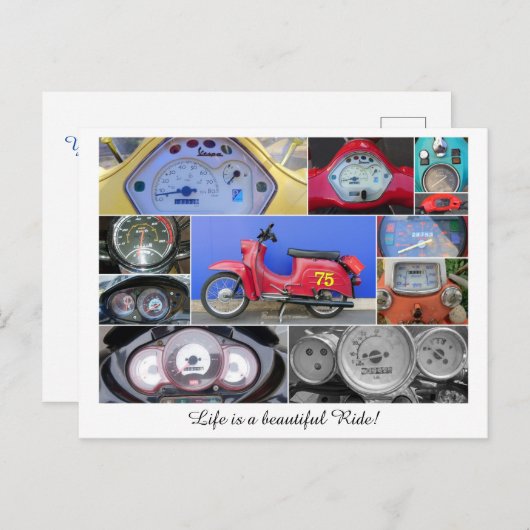 Das Leben ist eine schöne Fahrt auf einem Roller! Postkarte (Vorne/Hinten)