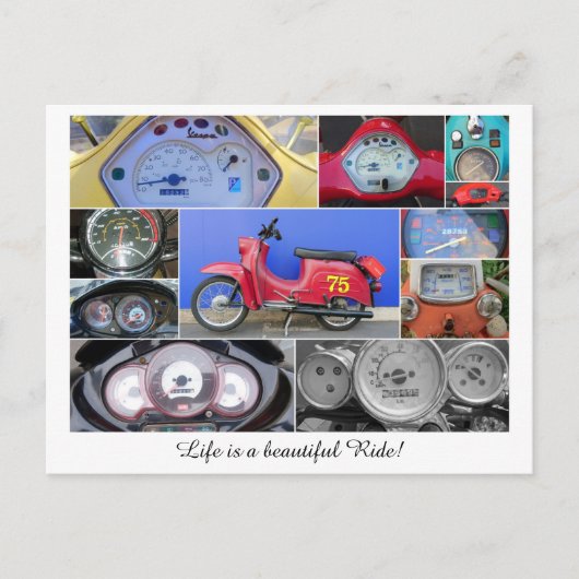 Das Leben ist eine schöne Fahrt auf einem Roller! Postkarte (Vorderseite)