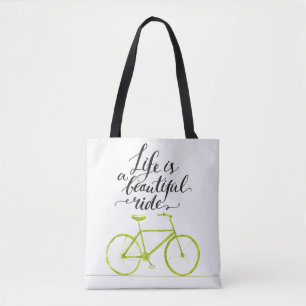 Das Leben ist eine schöne Fahrt in Limettengrün Tasche