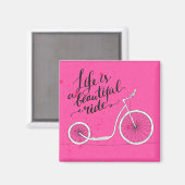 Das Leben ist eine schöne Fahrt pink Magnet (Vorderseite/Rückseite)