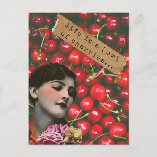Das Leben ist eine Schüssel Kirschen veränderter K Postkarte (Vorderseite)