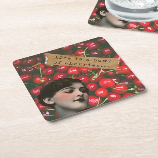 Das Leben ist eine Schüssel Kirschen veränderter K Rechteckiger Pappuntersetzer (angewinkelt)