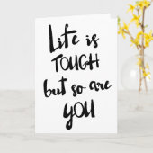 Das Leben ist eine strenge, moderne kalligraphisch Karte (Gelbe Blume)