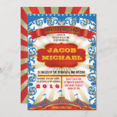 Das LEBEN IST eine ZIRKUS Schläger-Bar Mitzvah Einladung (Vorne/Hinten)