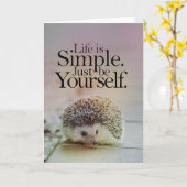 Das Leben ist einfach Niedlicher Igel Inspiration Karte (Gelbe Blume)