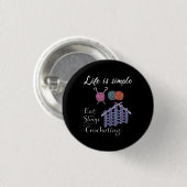 Das Leben ist einfach zu essen Schlaf Crochment Button (Vorne & Hinten)