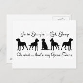 Das Leben ist einfach zu essen Schlafen Great Dane Postkarte (Vorne/Hinten)