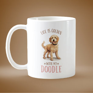 Das Leben ist golden mit einem Doodle Kaffeetasse