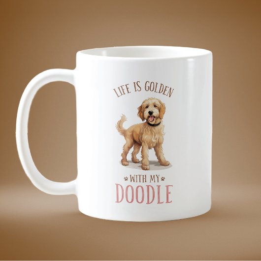 Das Leben ist golden mit einem Doodle Kaffeetasse