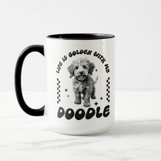 Das Leben ist golden mit meiner Doodle-Tasse - Zwe Tasse (Links)