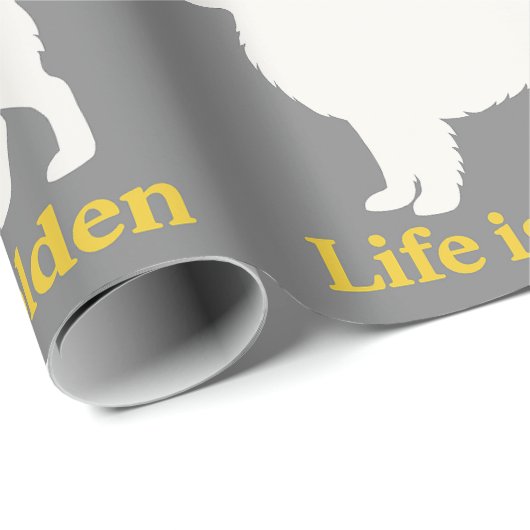 Das Leben ist goldig mit einem Retriever Geschenkpapier (Rolleneckpunkt)