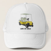 Das Leben ist Golf Golfer Cart Gelbe weiße Ball Ca Truckerkappe (Vorderseite)