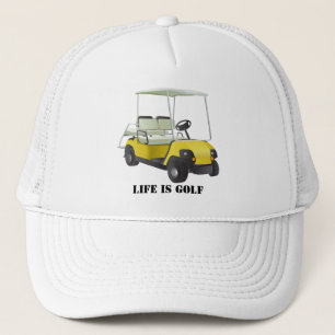 Das Leben ist Golf Golfer Cart Gelbe weiße Ball Ca Truckerkappe