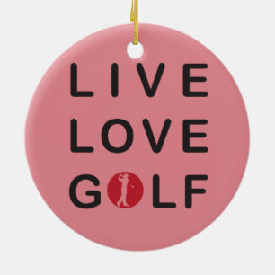 Das Leben ist Golf Golfer Golf Cart Gelbes Ornamen Keramikornament
