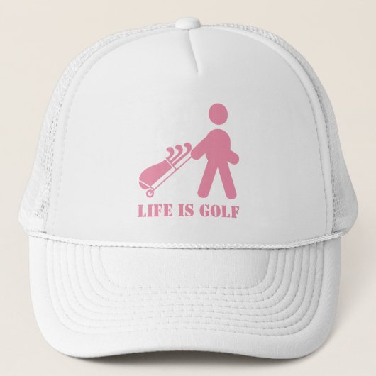Das Leben ist Golf Golfer Pink White Women's Ball  Truckerkappe (Vorderseite)